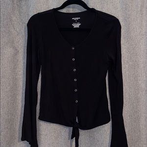 Black bell sleeve top